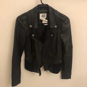 Vero Moda black faux leather biker jacket